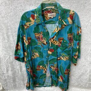 Vintage Campia Men's Rayon Hawaiian Shirt - Hawaiian Ladies design Size XL